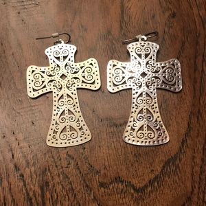 Silver cross earrings